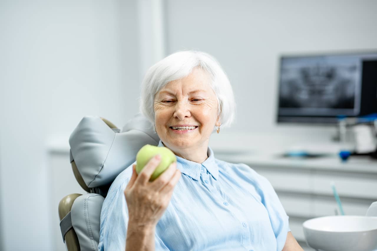 Patient wearing a protective bite splint.